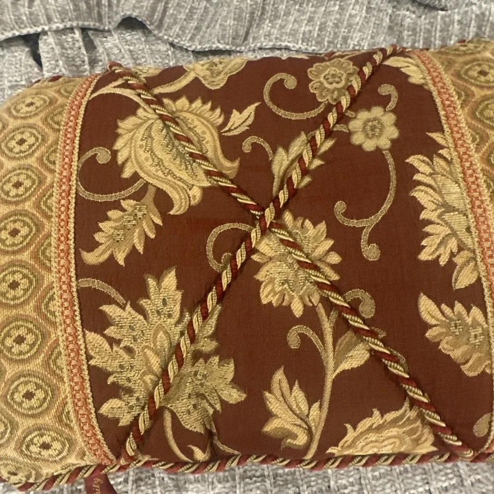 SERENDIPITY Gold Red Tapestry Throw  Pillow Reversible TASSELS‎ Maximalist Luxe